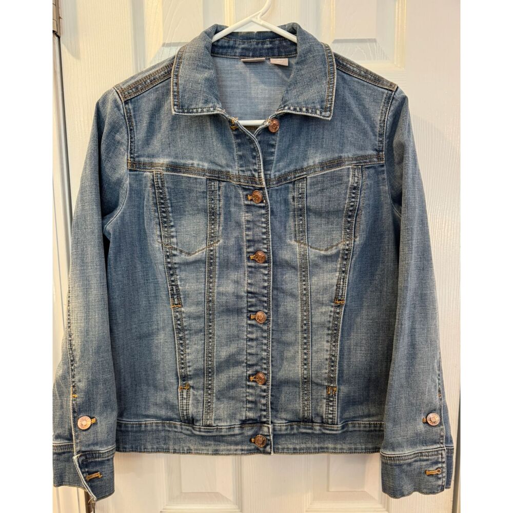 Chico's Denim Stretch Blue Jean Jacket Sz 0 or 4-6 in US size
